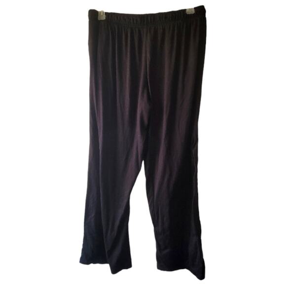 Large DKNY black knit elastic waist lounge pants with pockets - Picture 2 of 4